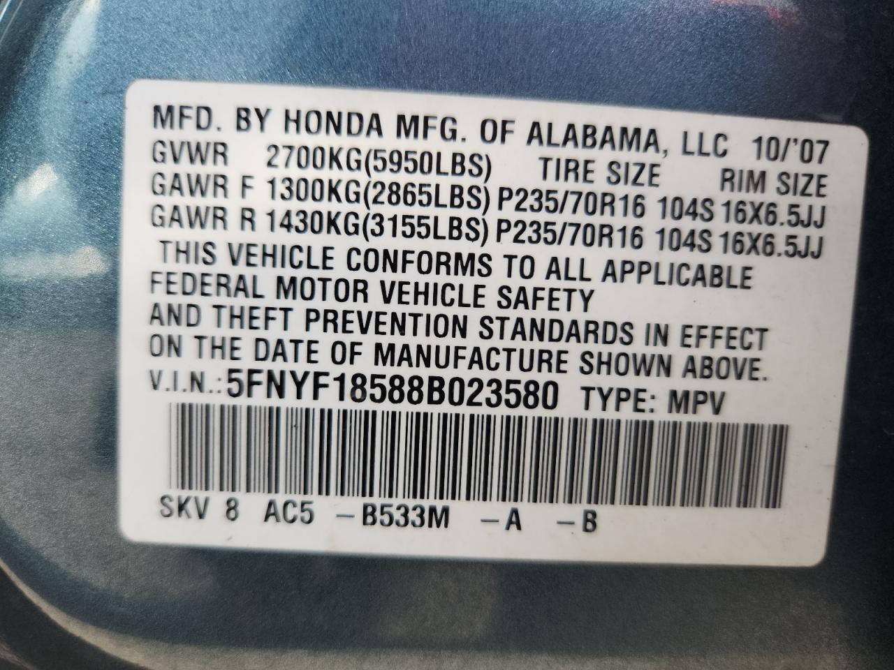 Honda Pilot Exl Image 10
