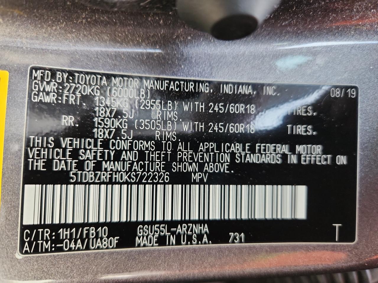 Toyota Highlander Le Image 12