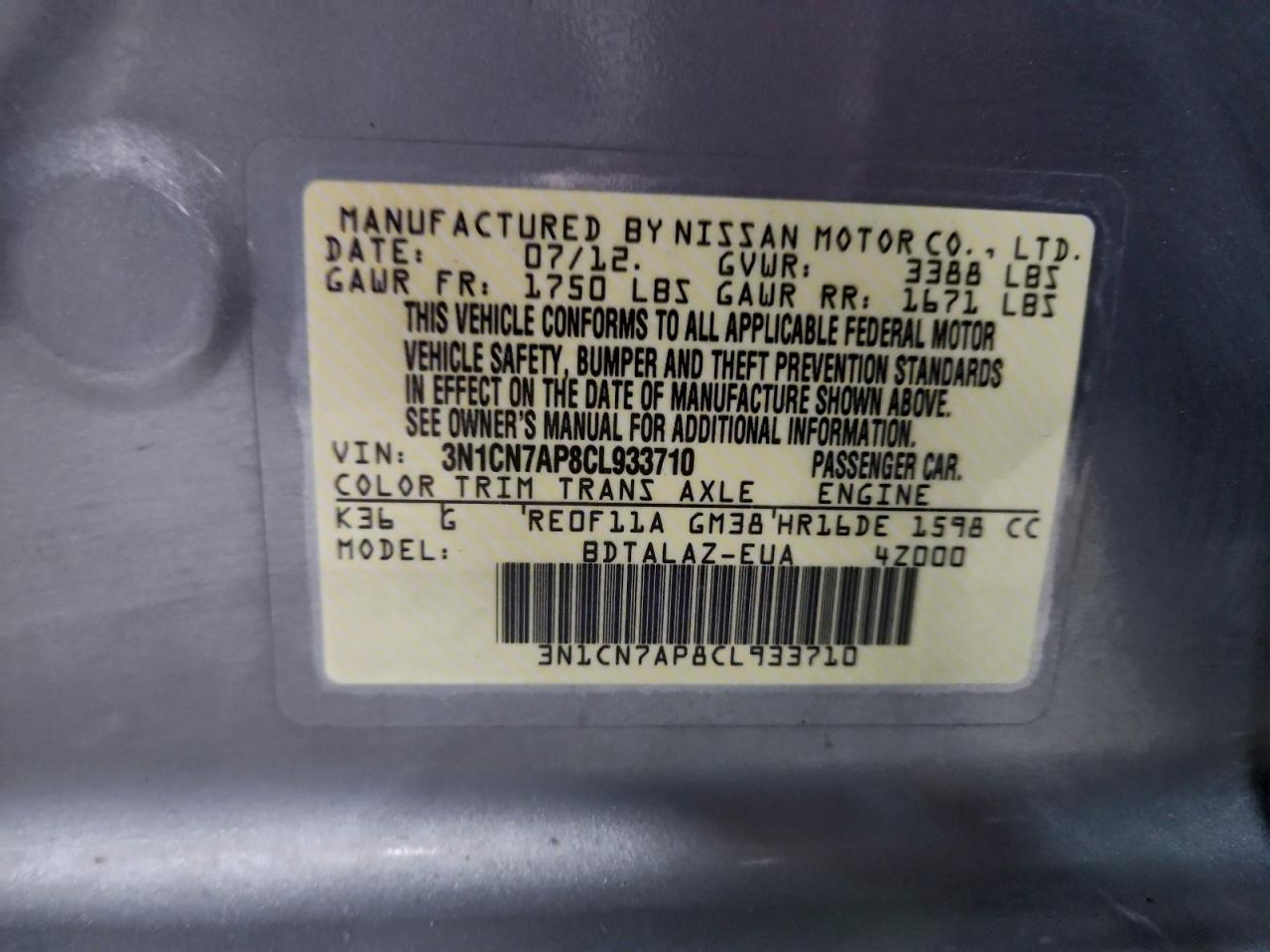 Nissan Versa S Image 9