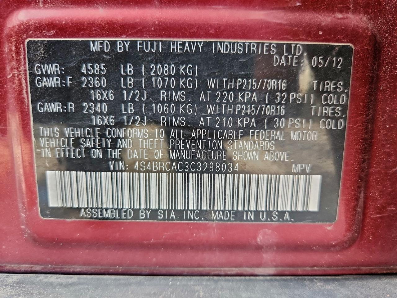 Subaru Outback 2.5i Image 12